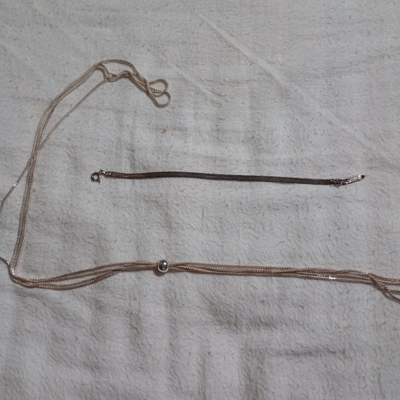 Set of two, silver long necklace and serpentine style bracelet - Picture 1 of 3